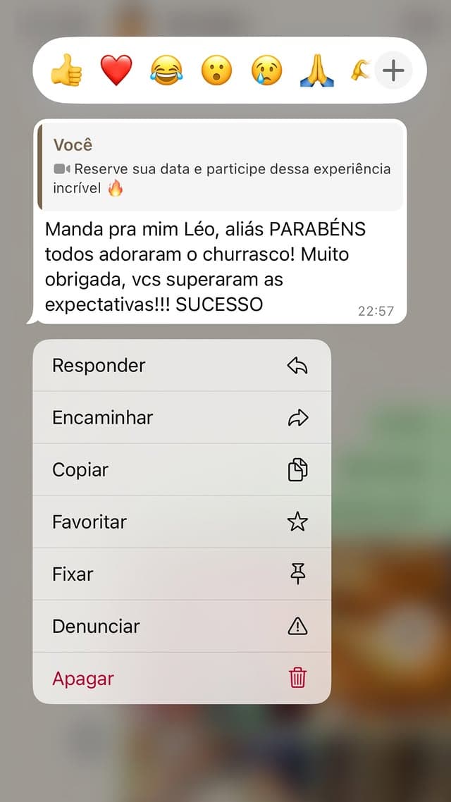 Mensagem de agradecimento recebida de cliente após o evento