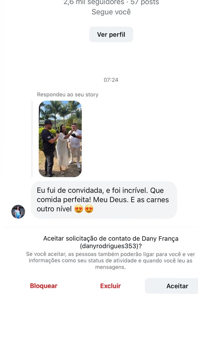 Mensagem de agradecimento recebida de cliente após o evento
