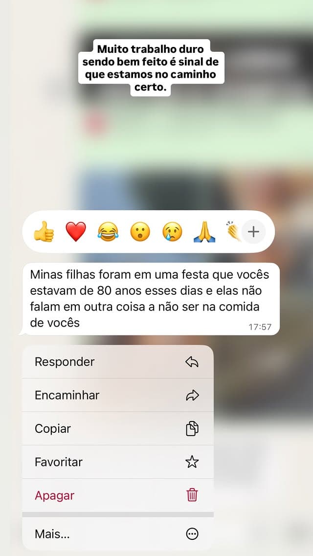 Mensagem de agradecimento recebida de cliente após o evento